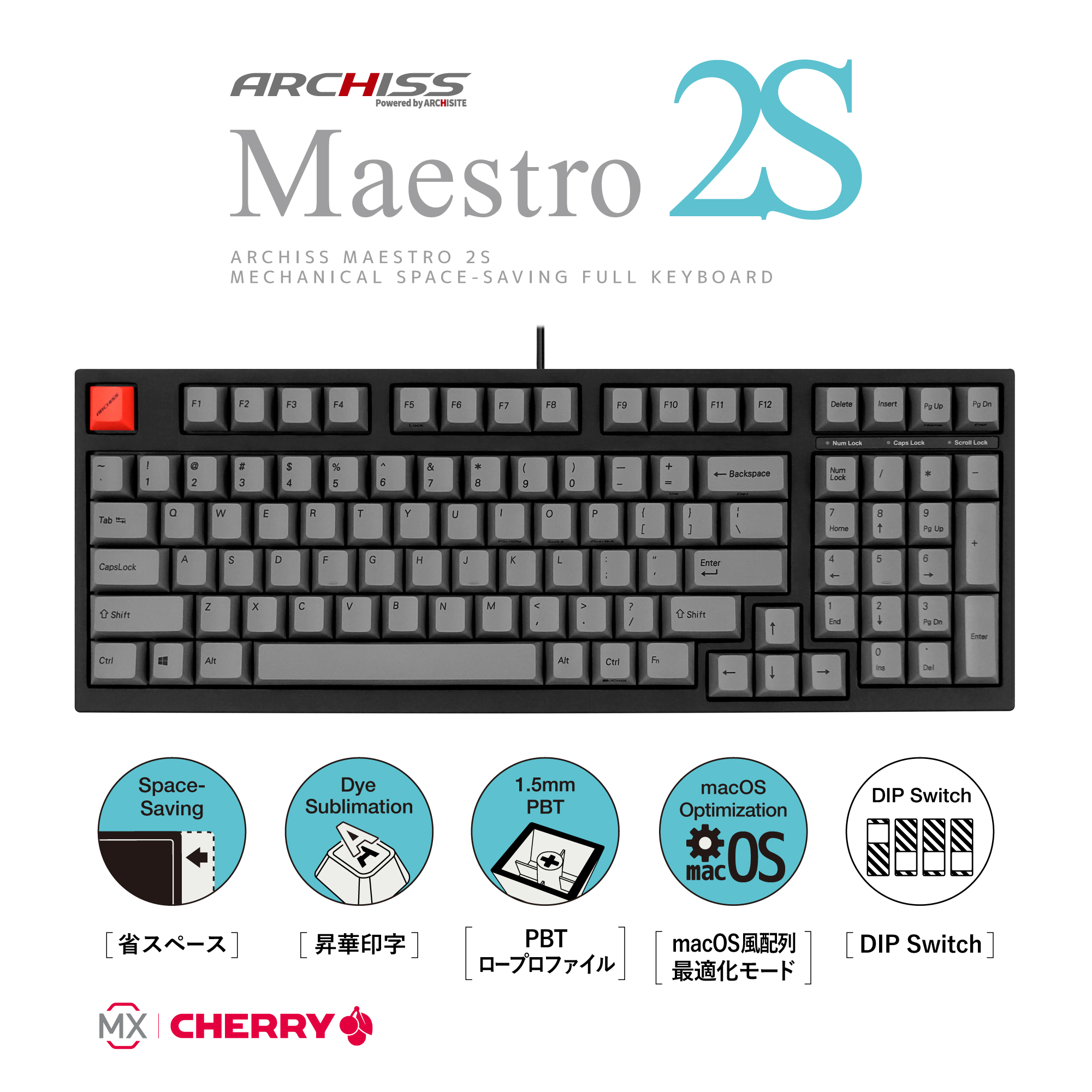 Archiss Maestro 2s 銀軸 英語配列 改造品